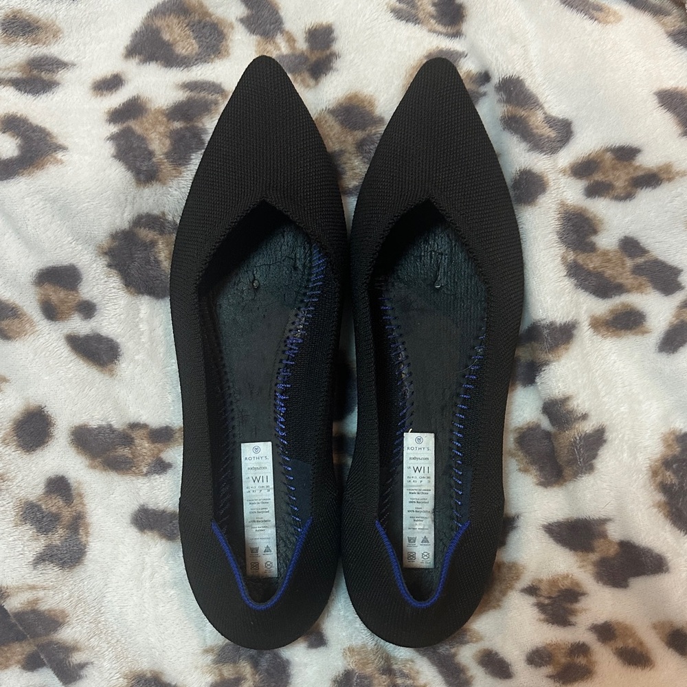 Rothy's Black and Blue Pointed Toe Women's Flats